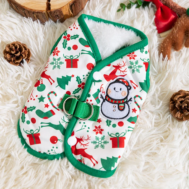 Wärmeweste für kleine Hunde mit Schneemann-Design