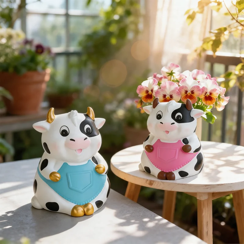 Blumentopf in Kuh-Form