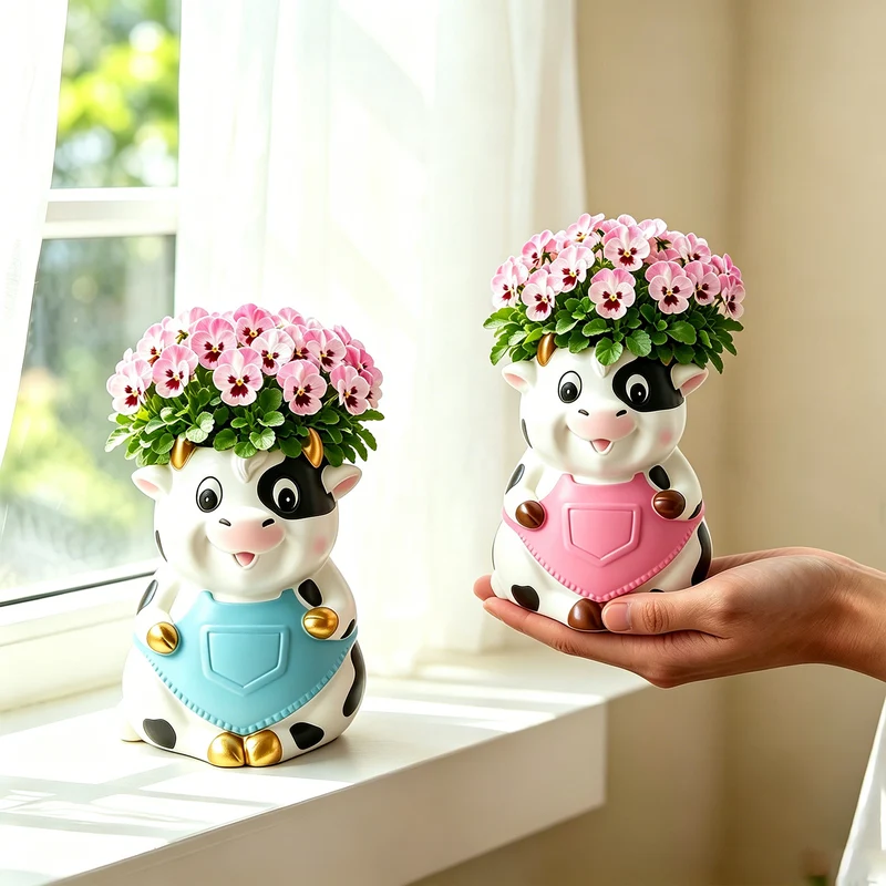 Blumentopf in Kuh-Form
