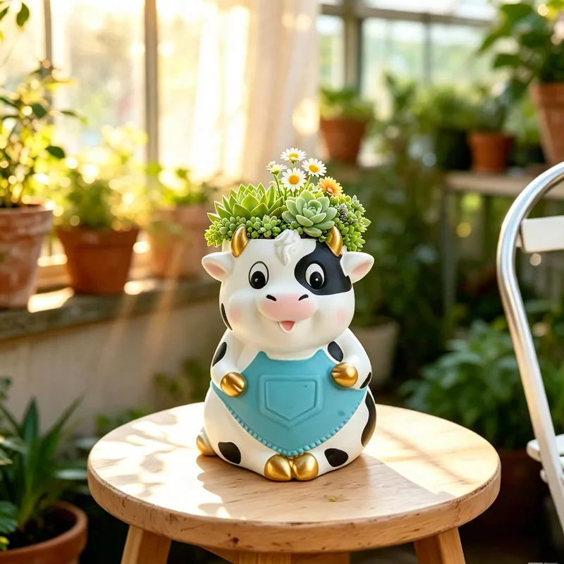 Blumentopf in Kuh-Form