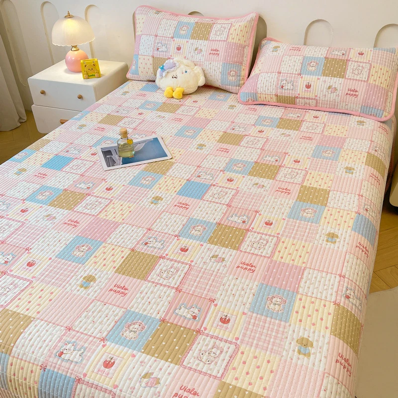 Baumwoll-Tagesdecke mit Babyfleece, 3-teilig