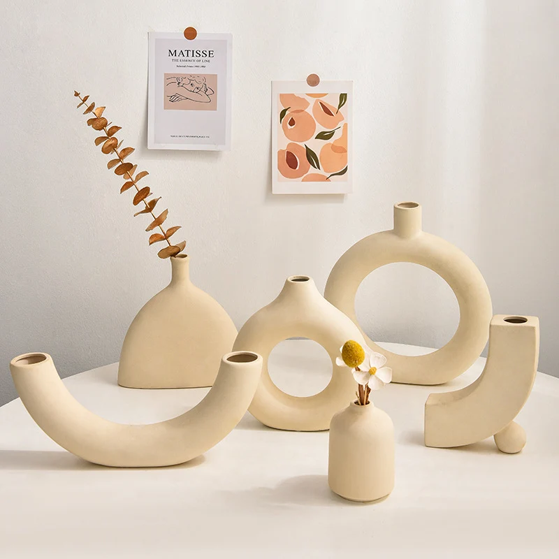 Keramik-Blumenvase, Weiß, nordischer Stil