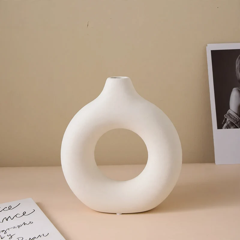 Keramik-Blumenvase, Weiß, nordischer Stil