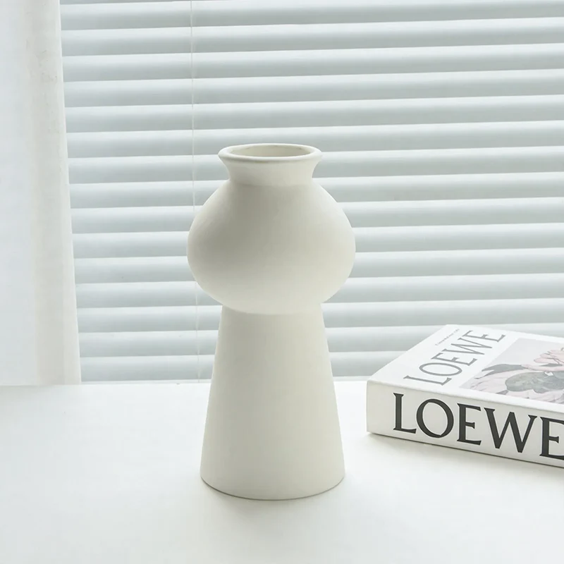 Keramik-Blumenvase, Weiß, nordischer Stil