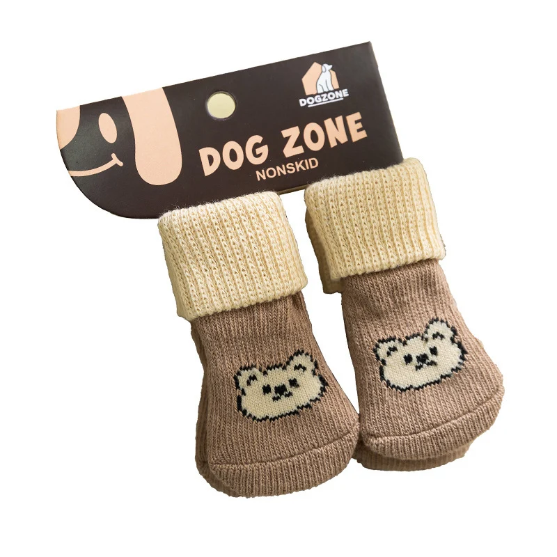 Hundensocken, Baumwolle, 4er-Set, rutschfest