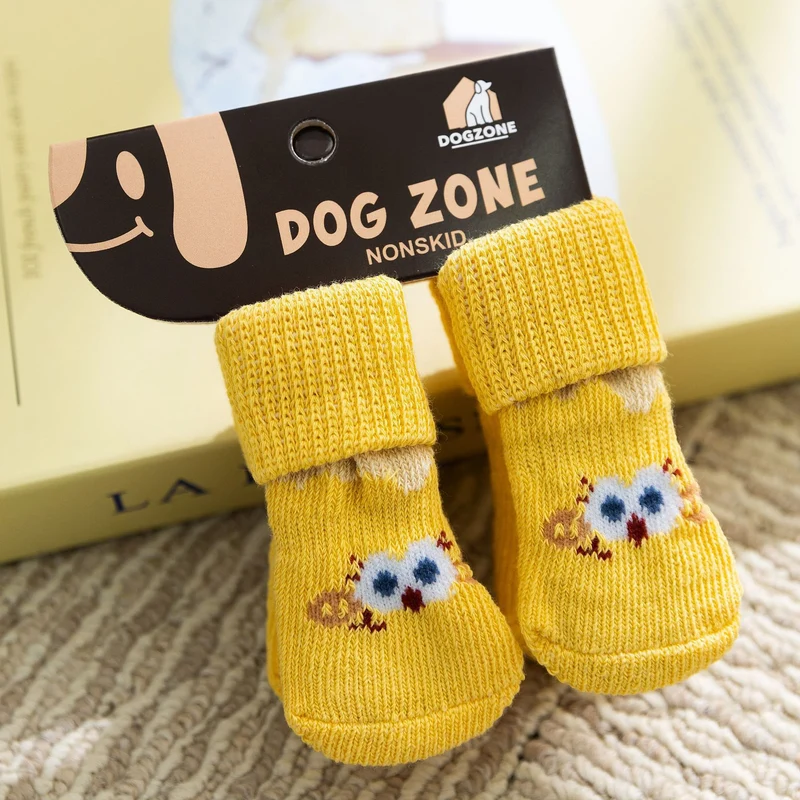 Hundensocken, Baumwolle, 4er-Set, rutschfest