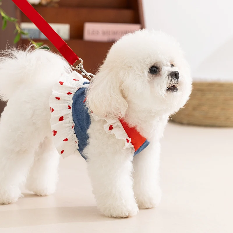 Hundekleid mit Leine, Polyester, Sommer