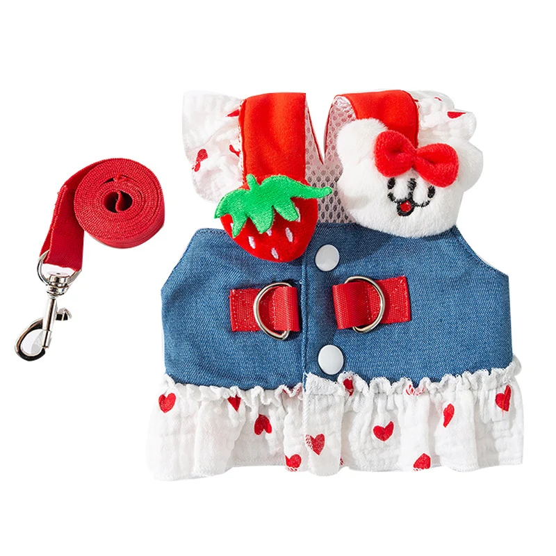 Hundekleid mit Leine, Polyester, Sommer