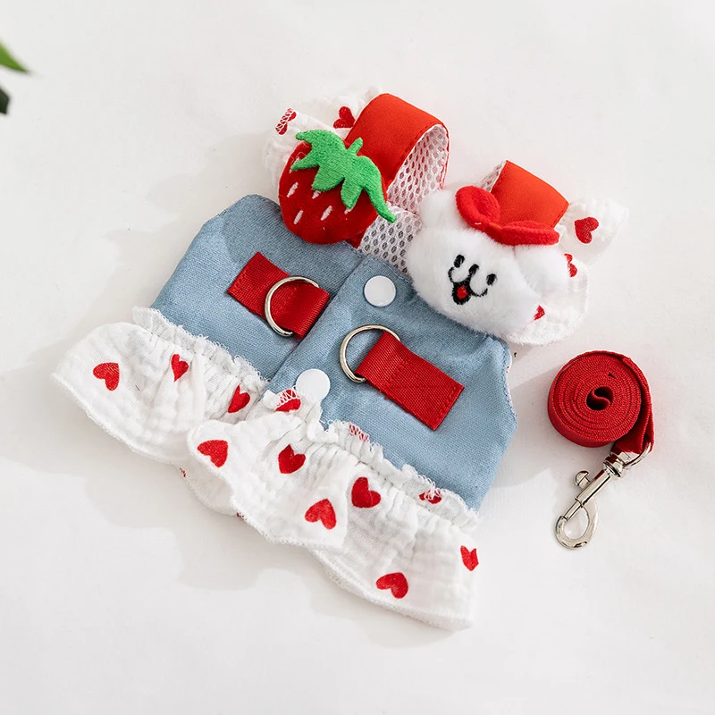 Hundekleid mit Leine, Polyester, Sommer