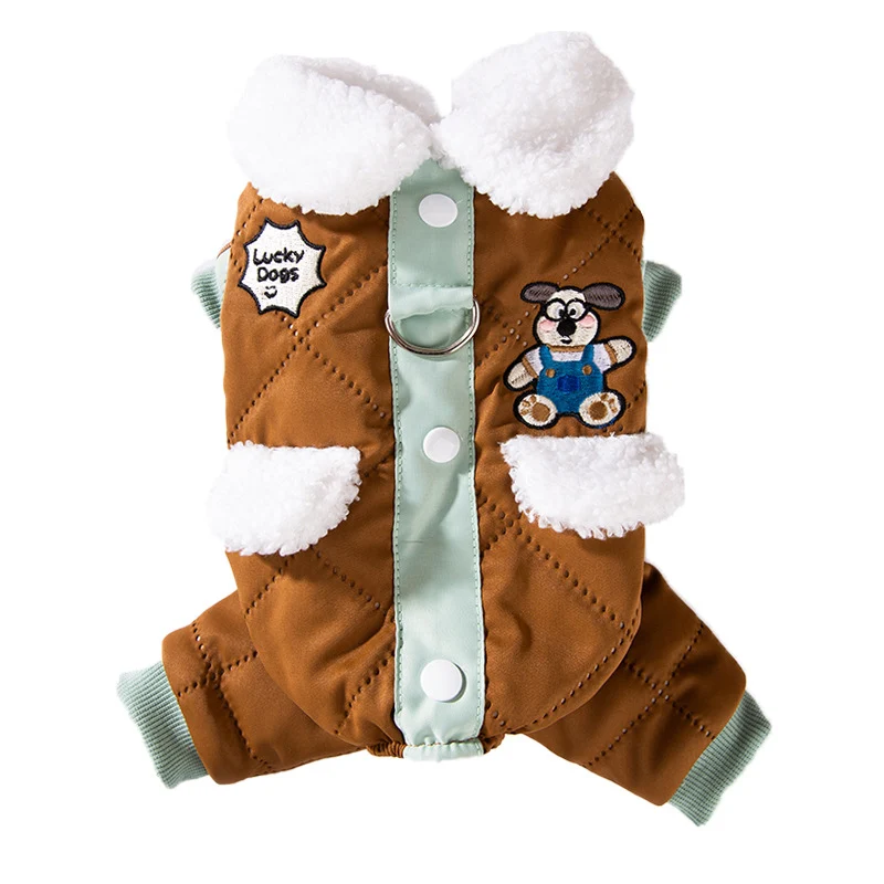 Winterjacke für kleine Hunde mit Taschen und Leine