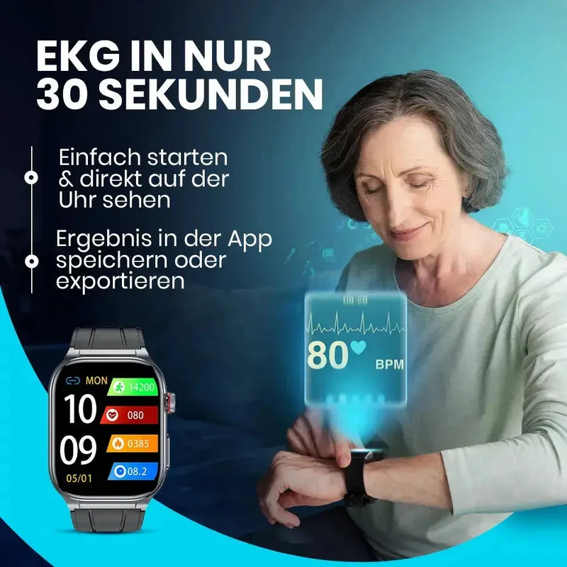 Kardena CARE Pro 5 – Gesundheitsuhr mit EKG, KI-Analyse & Pflegefunktion