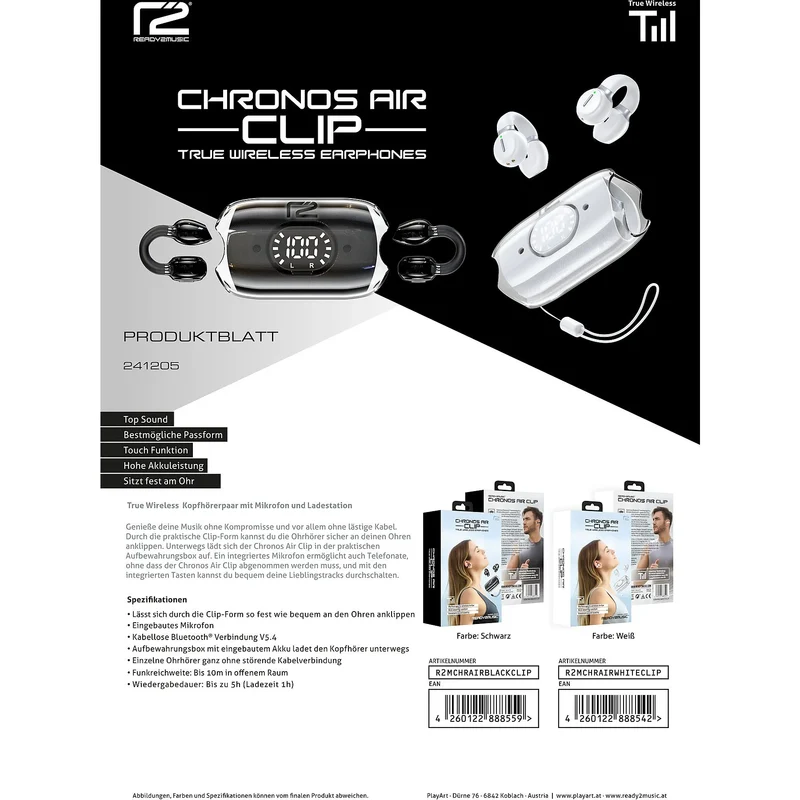 Ready2Music In-Ear Kopfhörer Cronos Air Clip
