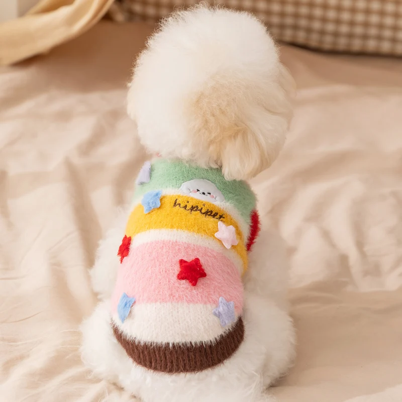 Hundepullover Fleece, Cartoon-Sterne, Herbst-Winter