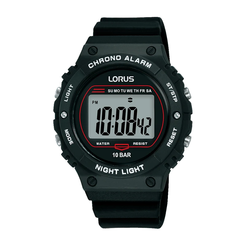 Lorus Sports R2313PX9 Herren Armbanduhr Schwarz • Digitales Multifunktionswerk • 10 bar wasserdicht