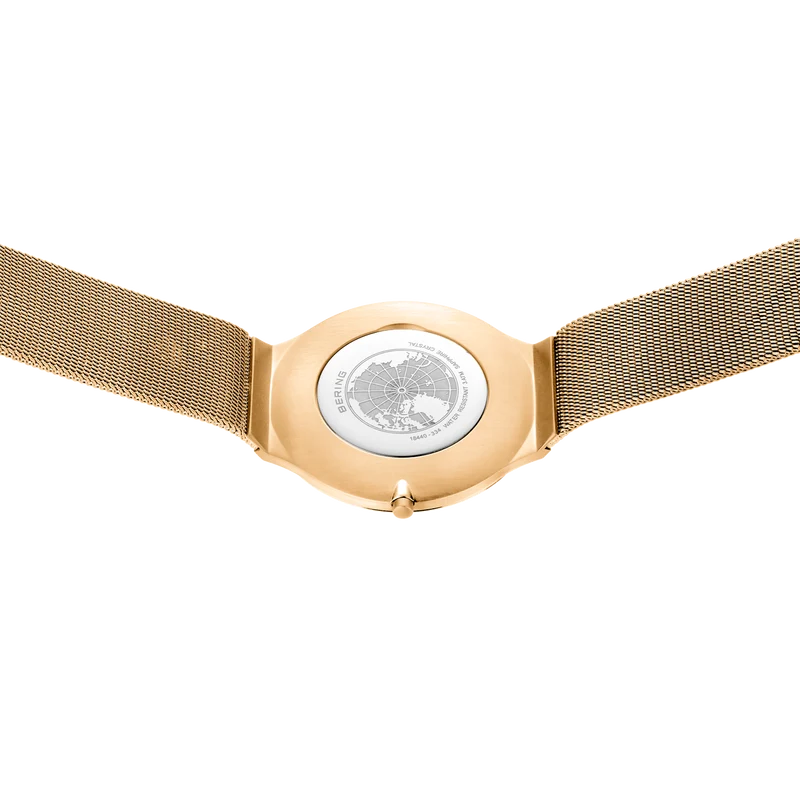 Bering Classic 18440-334 Herren Armbanduhr Goldfarben • Saphirglas • Milanaise-Armband