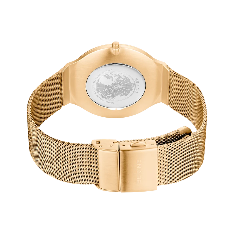 Bering Classic 18440-334 Herren Armbanduhr Goldfarben • Saphirglas • Milanaise-Armband