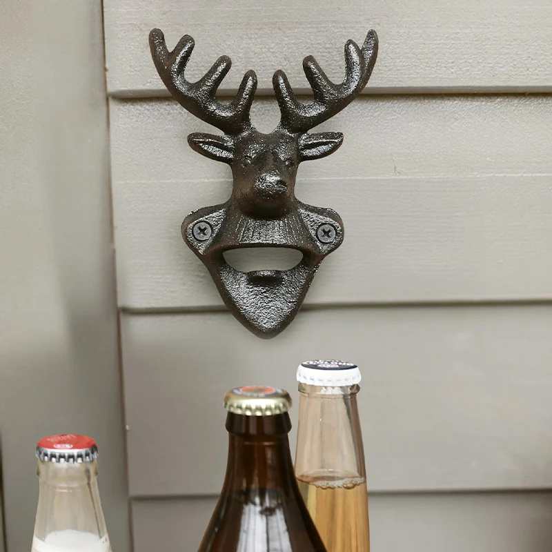 Wandflaschenöffner, Eisen, Tierkopf-Design