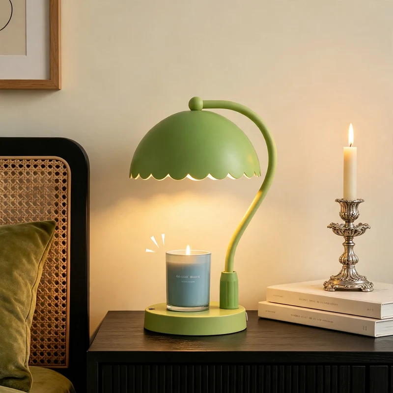 Tischlampe mit Duftkerze und Hebelmechanismus