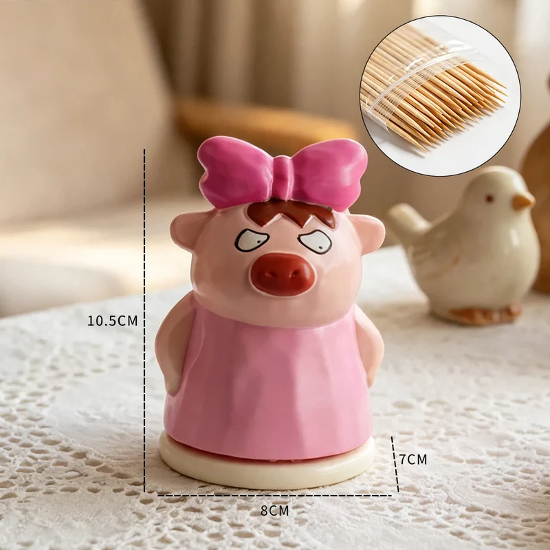 Schweinchen-Zahnstocherbox aus Kunststoff