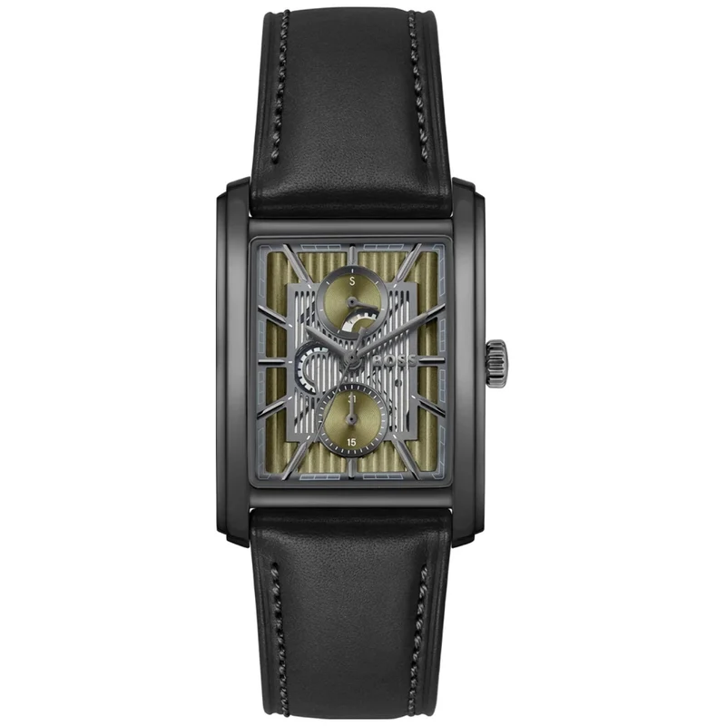 BOSS Principle Dress 1514317 Herrenuhr Olivgrün • Rechteckiges Edelstahlgehäuse • Mineralglas