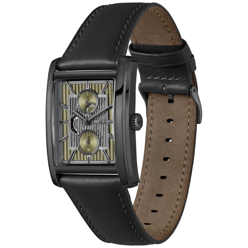BOSS Principle Dress 1514317 Herrenuhr Olivgrün • Rechteckiges Edelstahlgehäuse • Mineralglas