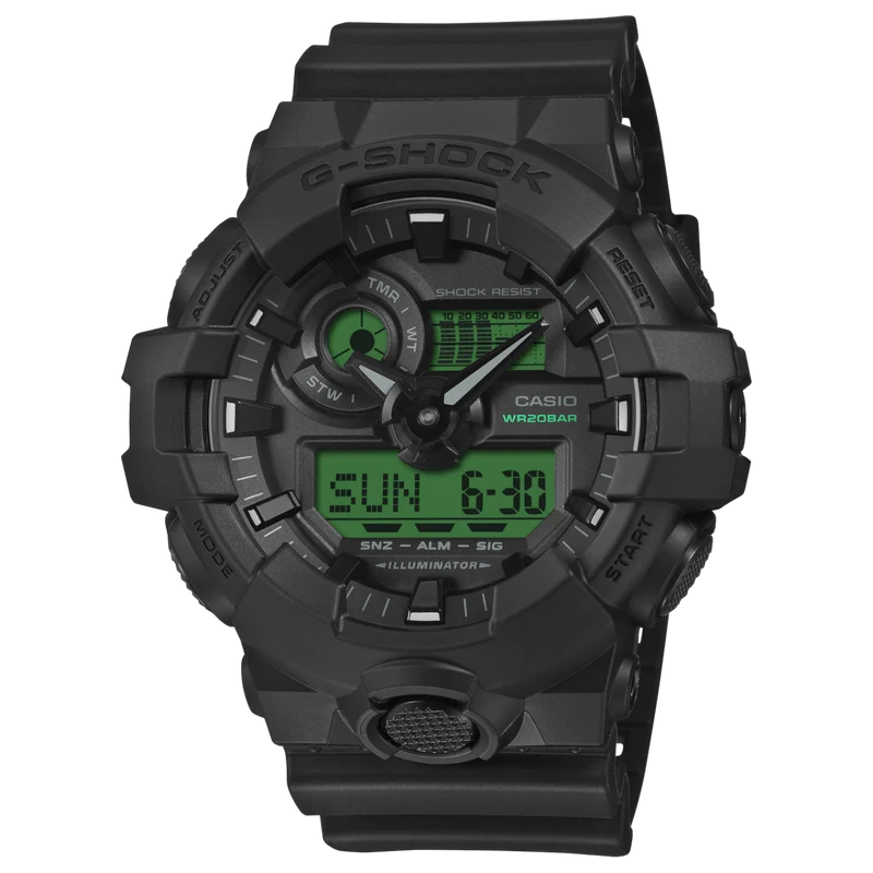 Casio G-Shock GA-700BEG-1AER Herrenuhr Schwarz-Elektrogrün • Analog-Digital • 20 bar wasserdicht