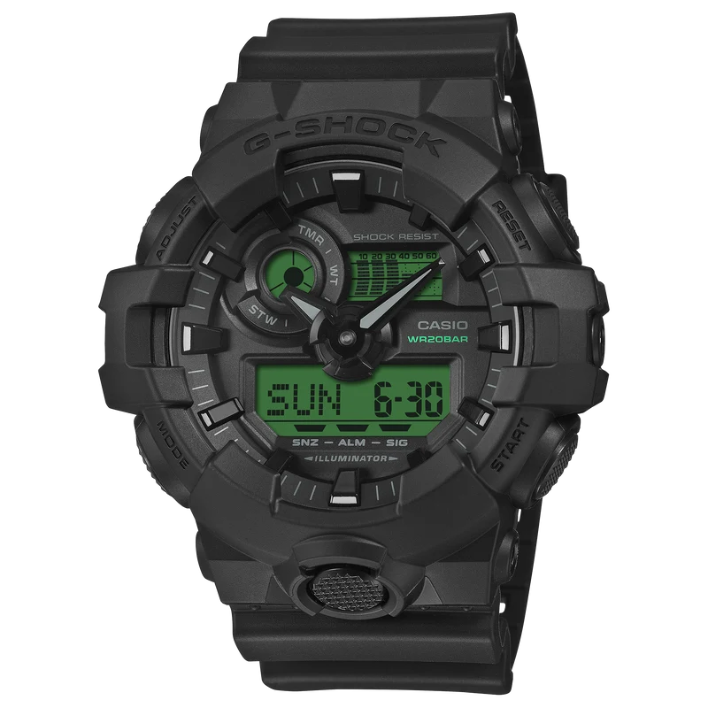 Casio G-Shock GA-700BEG-1AER Herrenuhr Schwarz-Elektrogrün • Analog-Digital • 20 bar wasserdicht