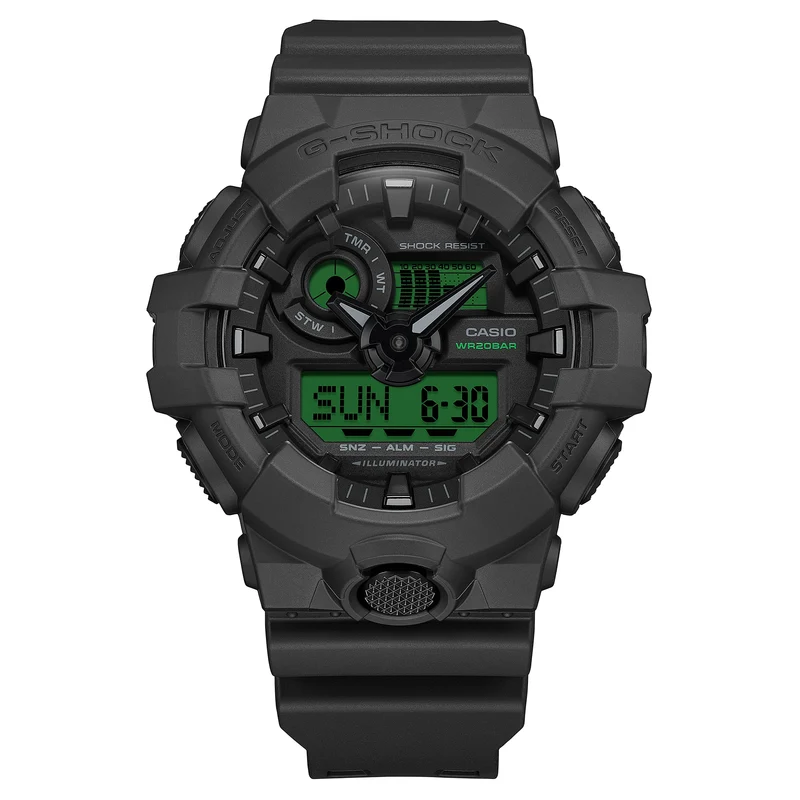 Casio G-Shock GA-700BEG-1AER Herrenuhr Schwarz-Elektrogrün • Analog-Digital • 20 bar wasserdicht