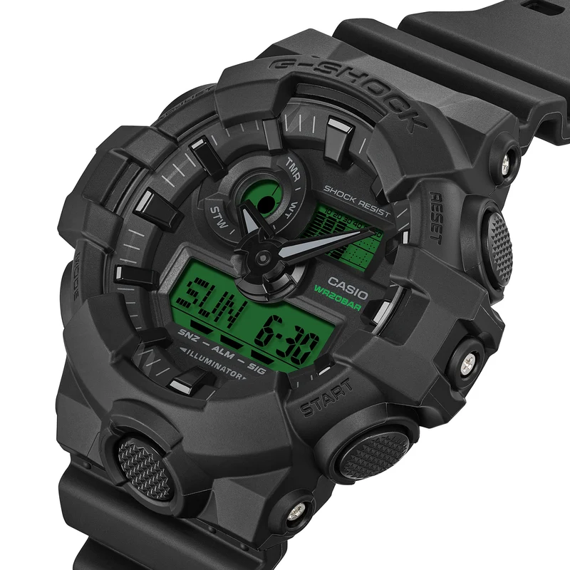 Casio G-Shock GA-700BEG-1AER Herrenuhr Schwarz-Elektrogrün • Analog-Digital • 20 bar wasserdicht