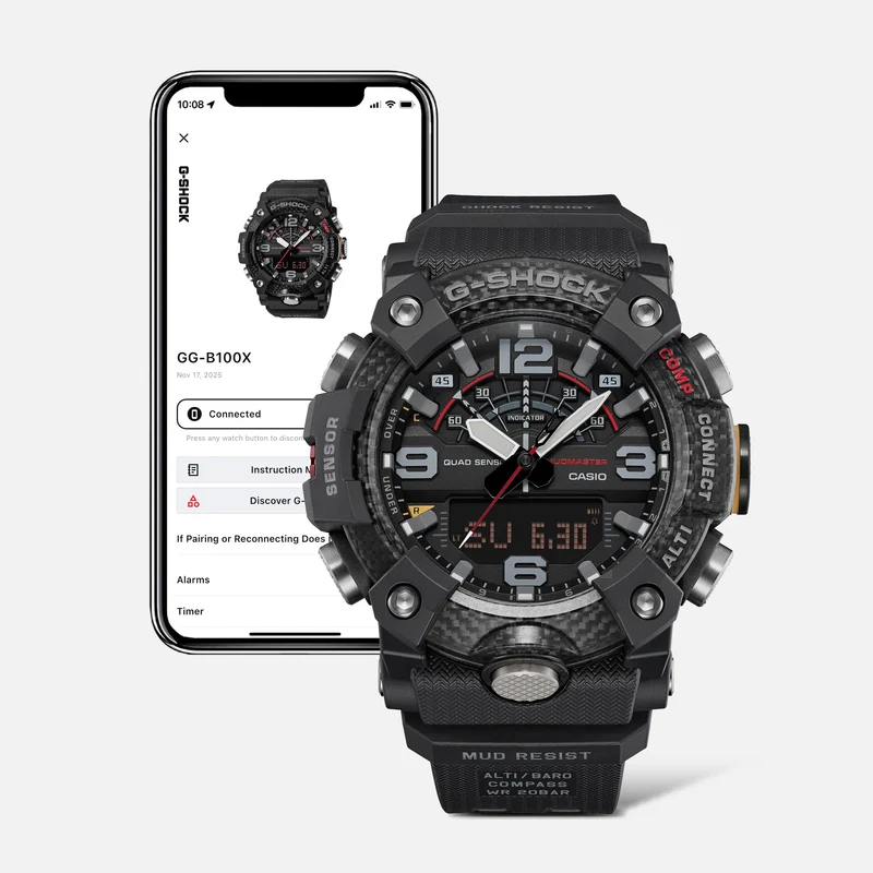 Casio G-Shock Mudmaster GG-B100X-1AER Herrenuhr Schwarz • Kohlefaserverstärktes Gehäuse • Digitaler Kompass & Höhenmesser