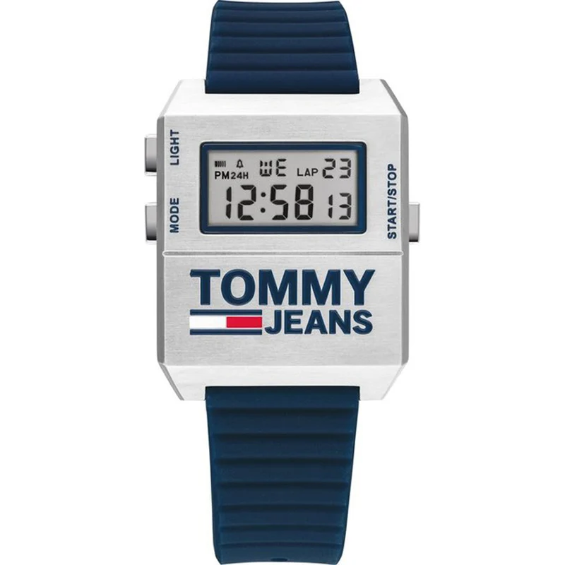 Tommy Hilfiger Tommy Jeans 1791673 Herren Armbanduhr Blau • Digitale LCD-Anzeige • Alarm & Chronograph