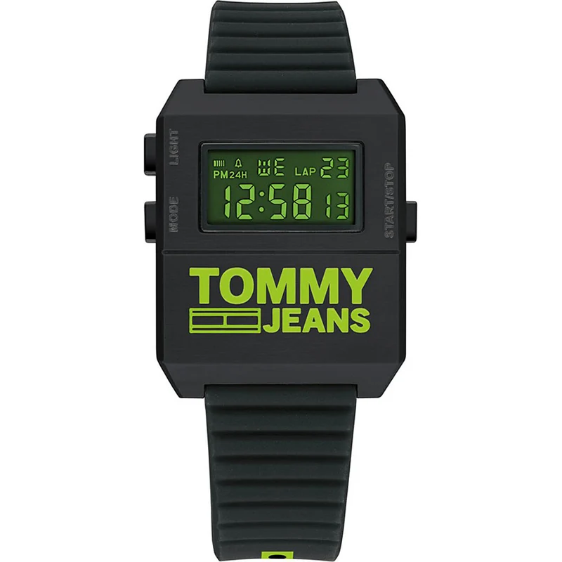 Tommy Hilfiger Tommy Jeans 1791675 Herren Armbanduhr Schwarz • Digitales Quarzwerk • Stoppuhr & Alarm