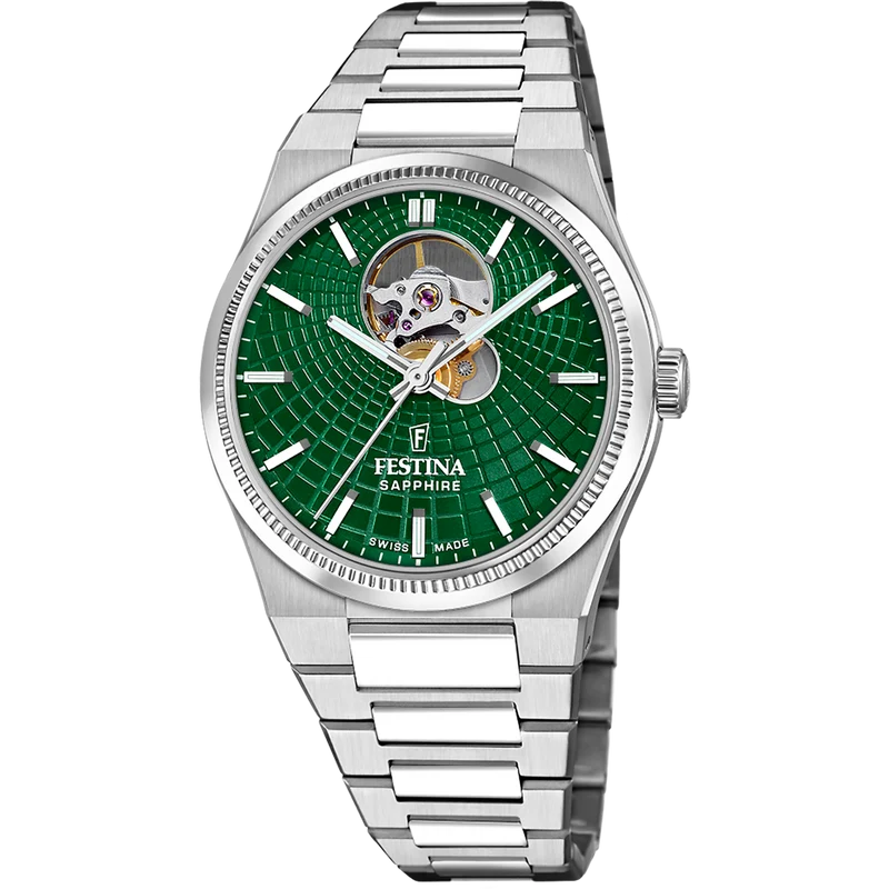 Festina Rivé F20053/3 Herren Armbanduhr Grün • Automatikwerk Soprod P024 • Saphirglas