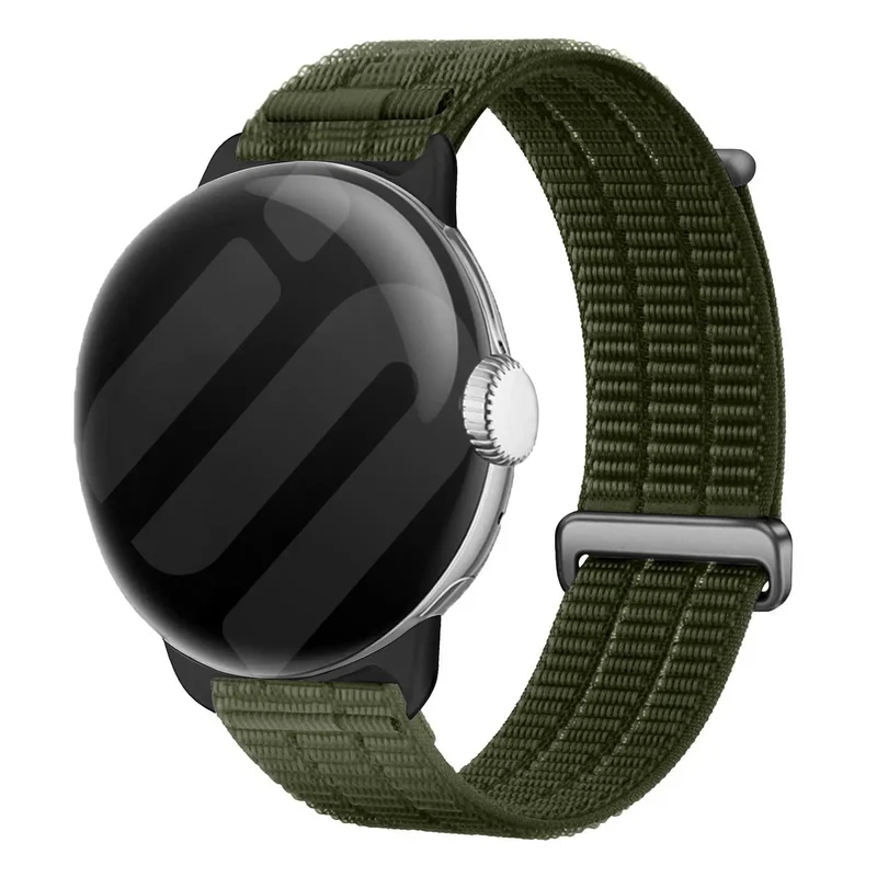 Google Pixel Watch 4 - 45mm Nylon Air Armband (Dunkelgrün)