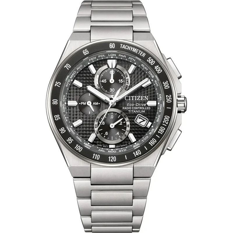 Citizen Promaster Sky AT8390-55E Herren Armbanduhr Schwarz • Funk-Chronograph • Super Titanium