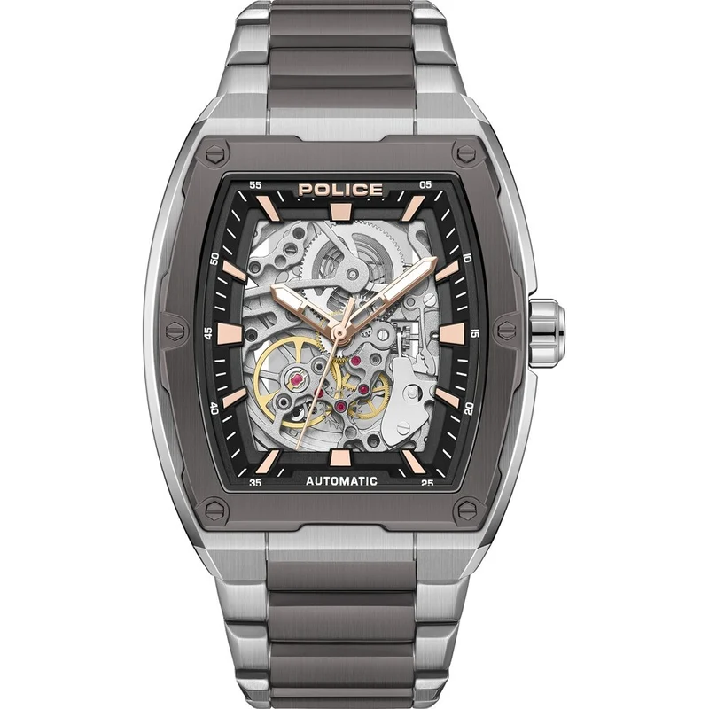 Police Skeletor PEWJL0072205 Herren Armbanduhr Schwarz • Automatikwerk • Tonneau-Gehäuse