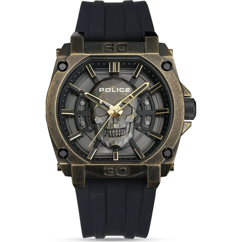 Police Norwood-Skull PEWGM0001202 Herren • Totenkopf-Motiv • Goldenes Quarzwerk