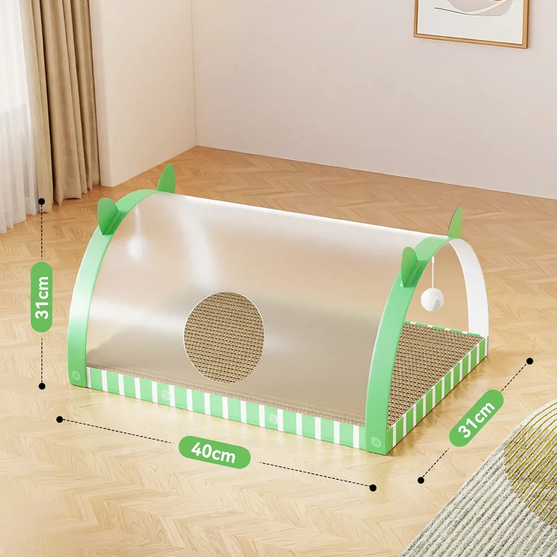 Kratzbrett und Tunnel aus Wellpappe für Katzen