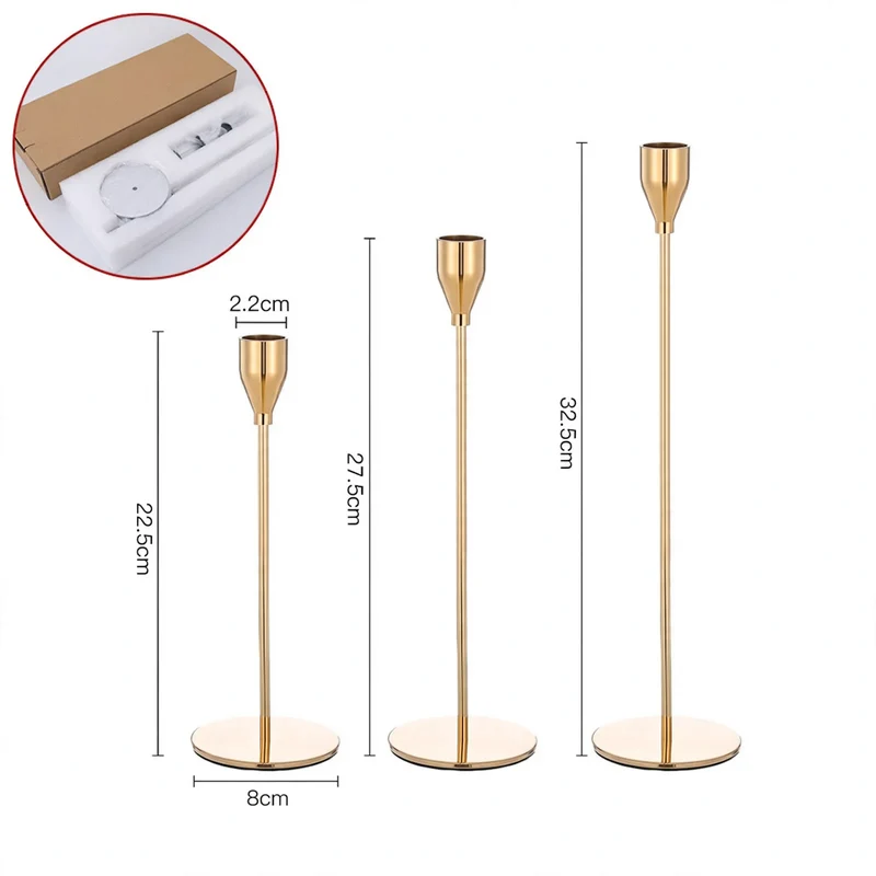 Kerzenständer-Set, 3-teilig, Eisen, Vintage-Stil