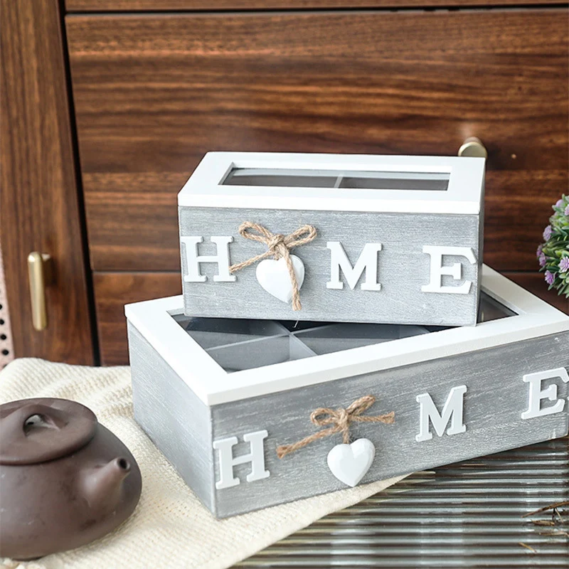 Holz-Aufbewahrungsbox mit Fächern, modernes Design
