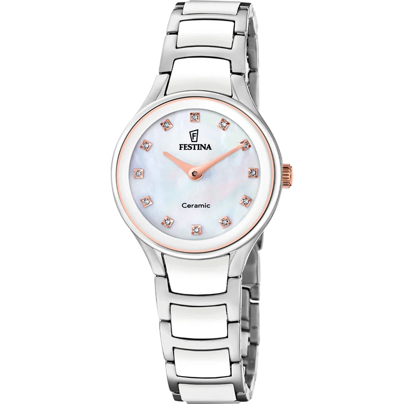 Festina F20752/8 Damenuhr Ceramic 31mm Weiß • Keramik-Armband • 5 ATM Wasserschutz