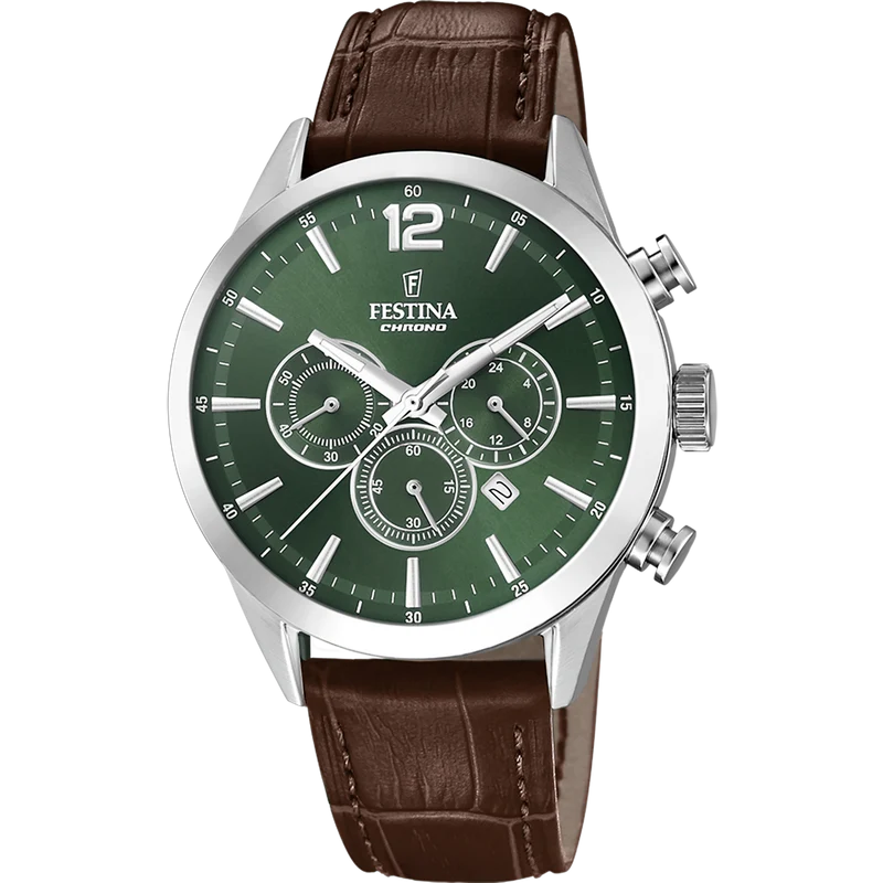Festina Timeless Chronograph F20542/8 Herrenuhr Grün • Chronograph • 44 mm Gehäuse