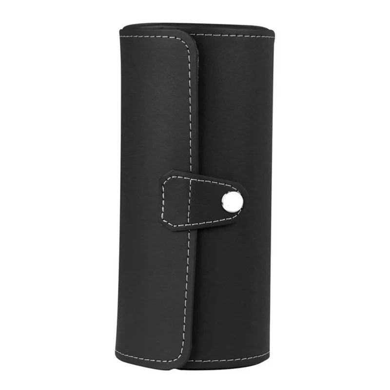 Zylindrische Uhrenbox aus Leder mit 3 Fächern
