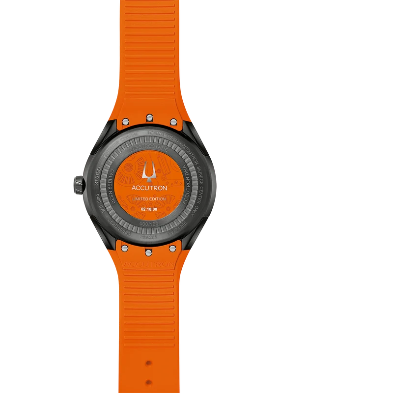 Bulova Accutron DNA Casino 28A205 Herrenuhr Orange • Saphirglas • Limitierte Edition