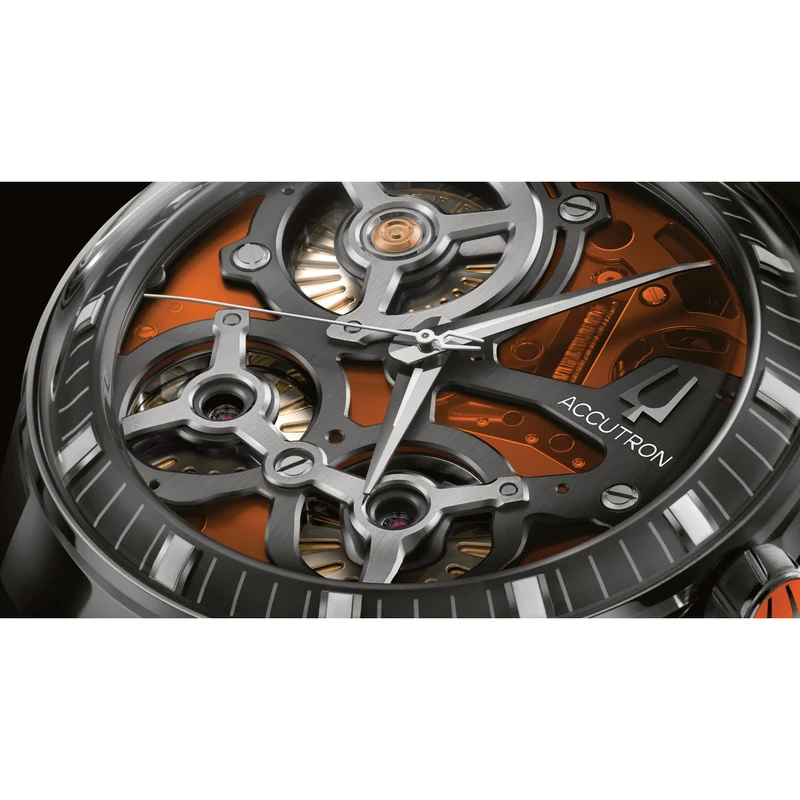 Bulova Accutron DNA Casino 28A205 Herrenuhr Orange • Saphirglas • Limitierte Edition