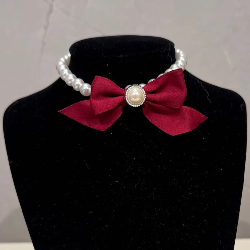 Haustier-Halsband mit Perlenschleife