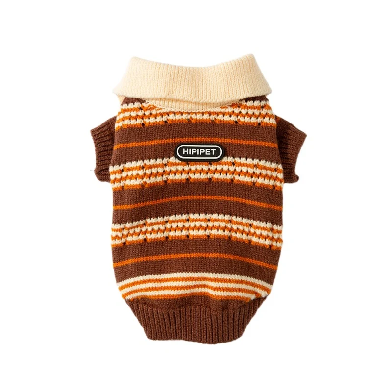 Gestreifte Strickjacke für kleine Hunde, Herbst und Winter