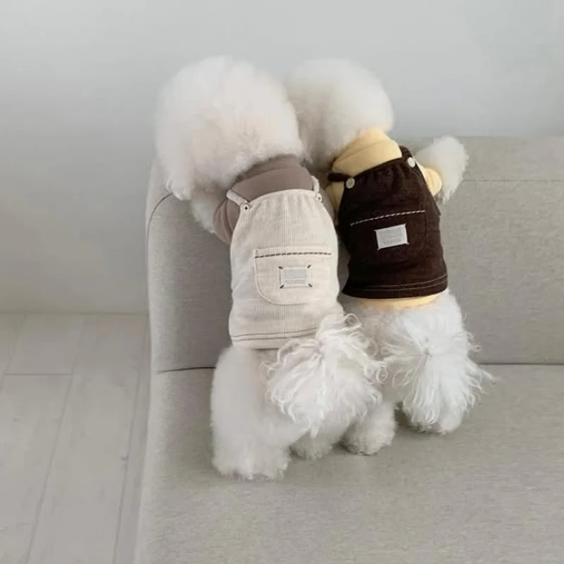 Hundeträgerkleid aus Kord, mit Tasche