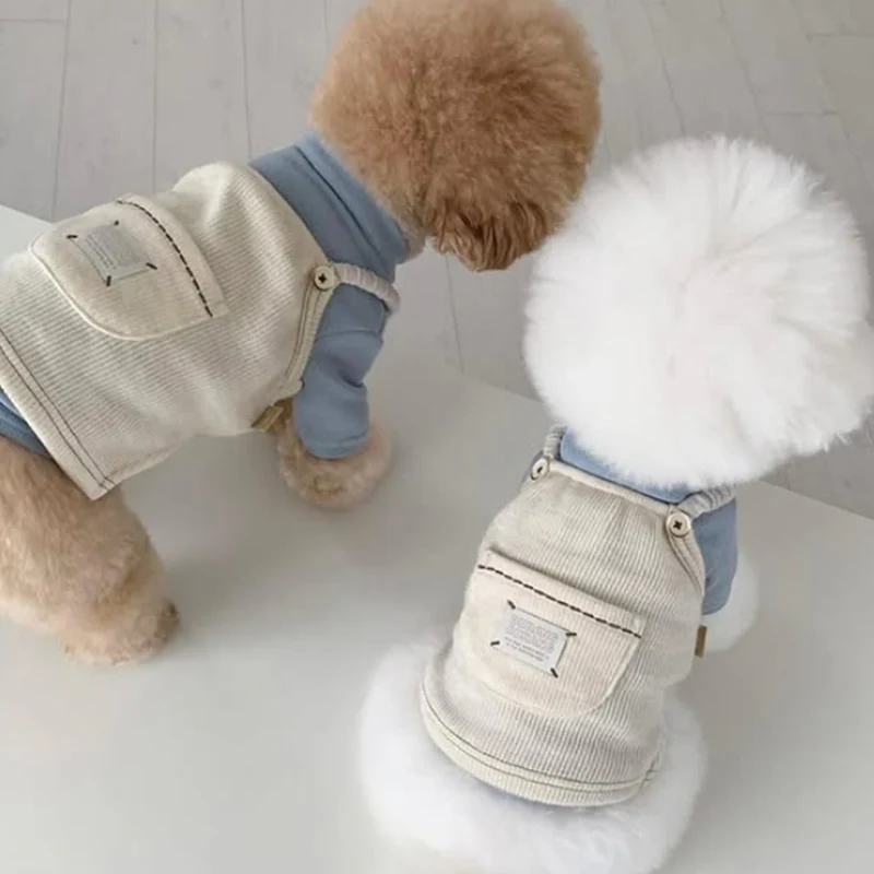 Hundeträgerkleid aus Kord, mit Tasche
