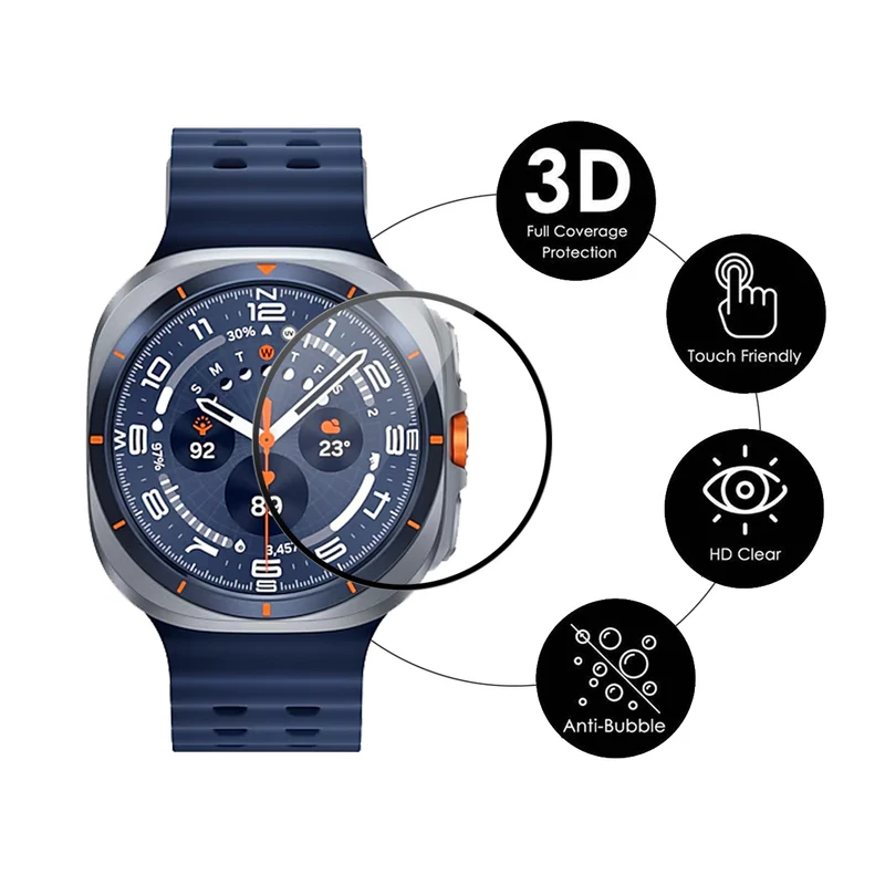 2stück Samsung Galaxy Watch Ultra 47mm Silikon 3D Gekrümmt Displayschutz